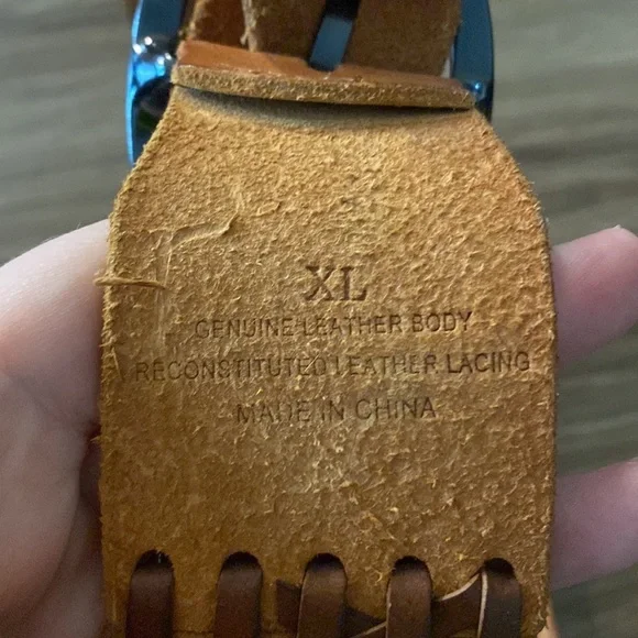 Vintage Womens Braided Brown Tan Leather Belt Small Silver Buckle Boho hippie - Picture 5 of 7